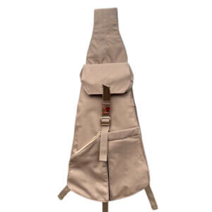 Pinter Studio Beige Avenue Unisex Waterproof Canvas Sling Bag/w. Golden Metal Straps Slides