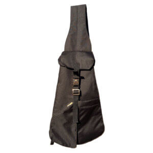 Pinter Studio Black Avenue Unisex Waterproof Canvas Sling Bag/w. Golden Metal Straps Slides